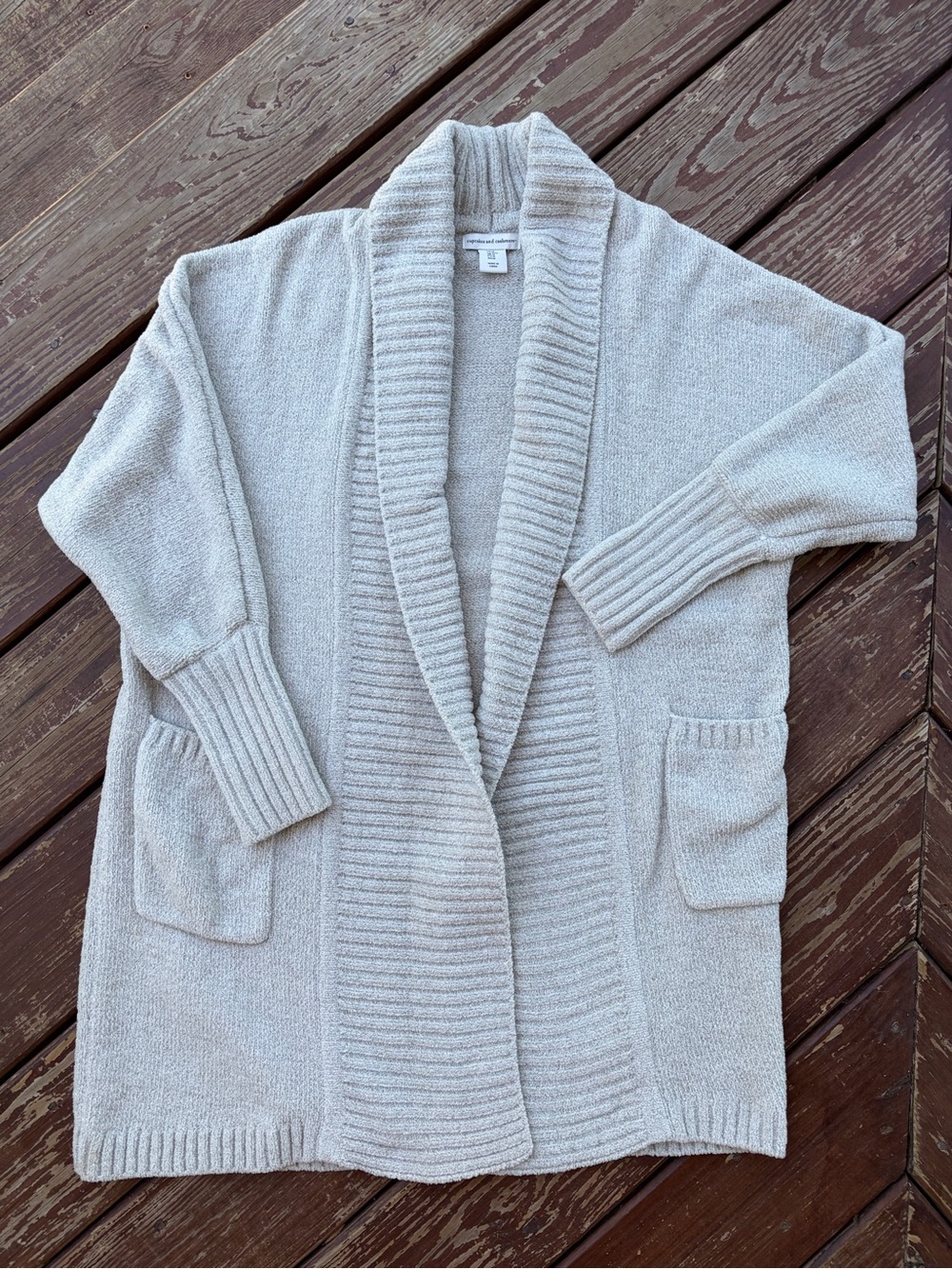 cupcakes & cashmere Cream Open-Front Shawl Collar Cardigan